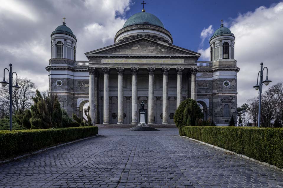 Esztergom green-domed Basilica – the Basilica of St. Stephen the King in Budapest Hungary